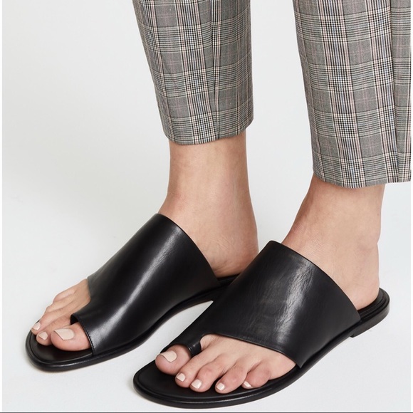 flat leather slide sandals